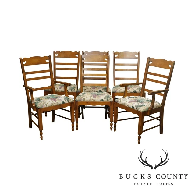 Pennsylvania House Solid Maple Set 6 Country Ladder Back Dining Chairs Pennsylvania House Solid Maple Set 6 Country Ladder Back Dining Chairs
