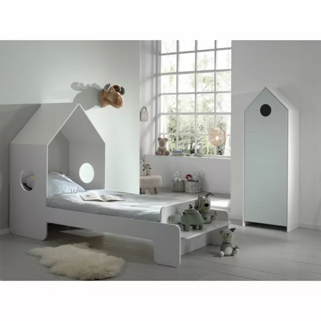 Paris Prix - Pack - Lit Cabane Enfant & Armoire "casami" Blanc & Menthe