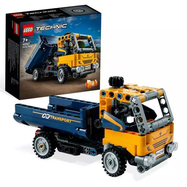 LEGO Technic 42147 Kipplaster Spielzeug, 2in1-Set, Baufahrzeug-Modell