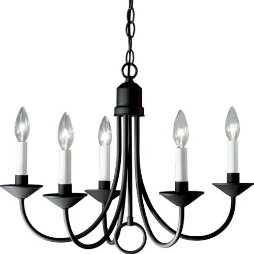 P4008-31 Five Light Chandeliers, 21-Inch Diameter x 16-Inch Height, Black