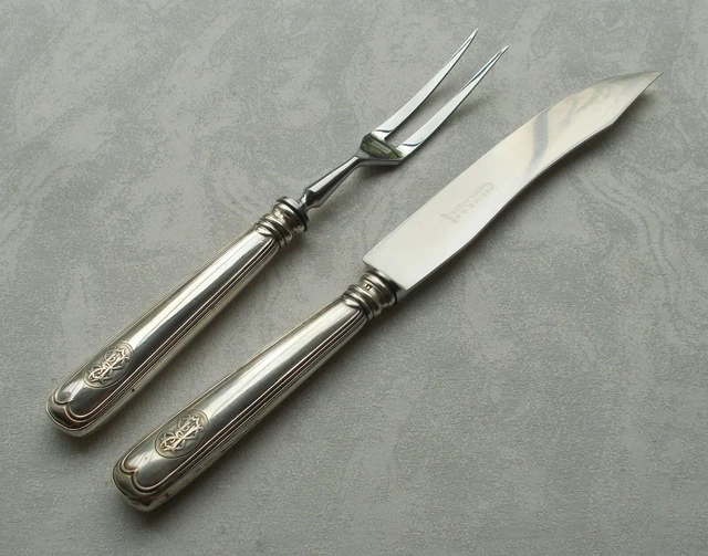Rare 2-tlg. Carving Set Thread Augsburger IN 750er Silver Wilkens
