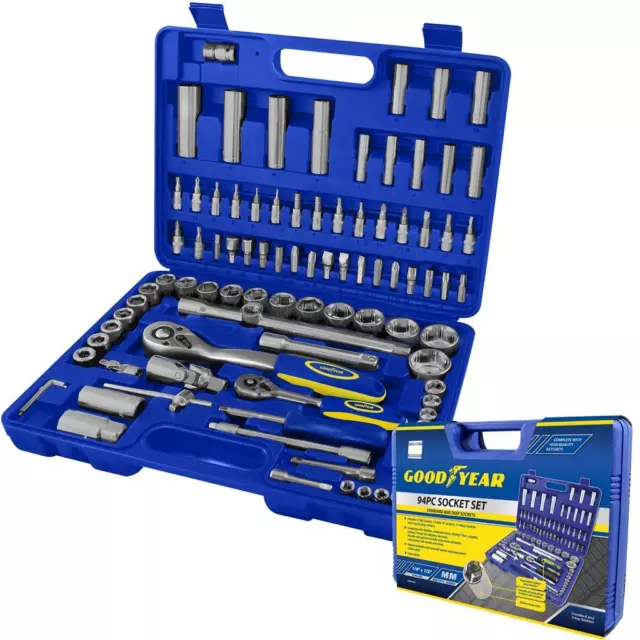 Goodyear Set Prese Punte Cacciavite Cricchetto 1/2"" 1/4"" Kit Punta Chiave Utensile 94pz