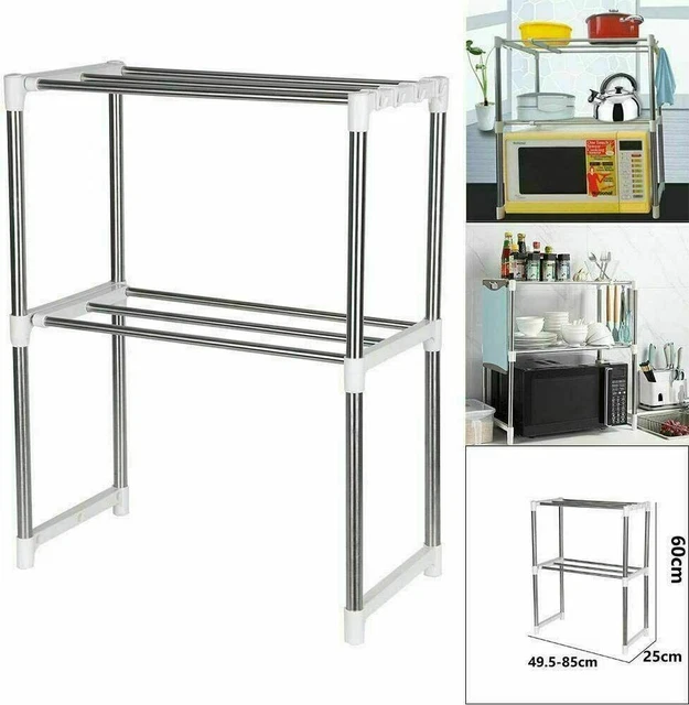 Mensola Per Microonde Da Parete | Acciaio Carbonio 55x37x11.5cm | Montaggio Con Viti O Adesivo - Foto 8