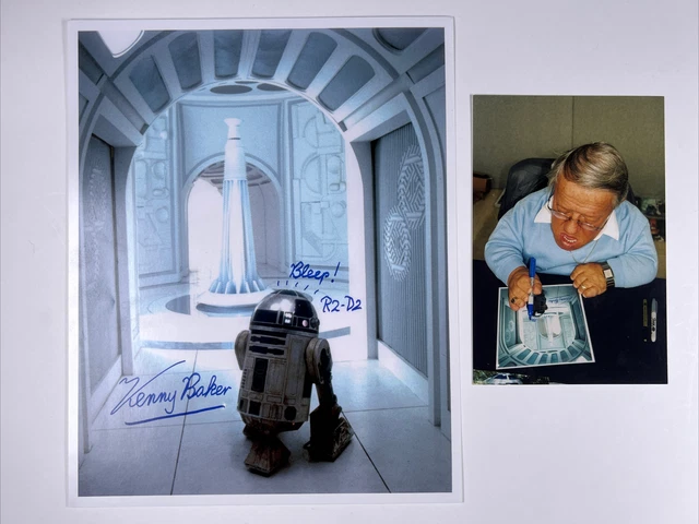 Stars Wars Kenny Baker Signed R2-D2 Photograph With Photo Of Signing circa 2000