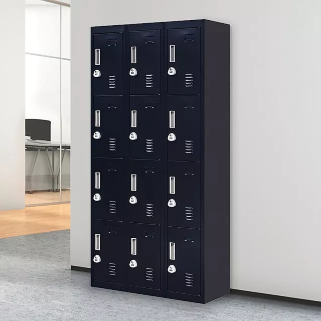 12-Door Locker for Office Gym Shed School Home Storage - Combination Lock