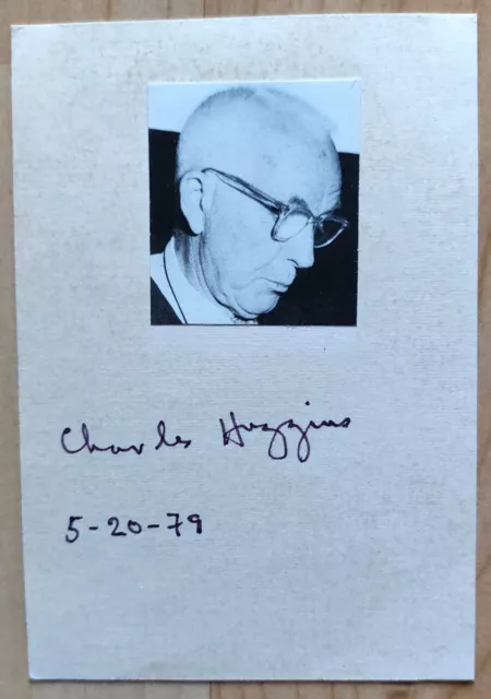 Charles Huggins  Nobelpreis Medizin 1966 handsignierte Unterschrift auf Kärtchen