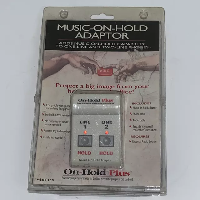 Music-On-Hold Adapter Phone Line On Hold Plus 2 Line Seal New/Unopened