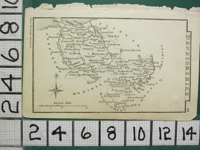 C1833 Georgian Card ~ Denbighshire Wrexham Denbigh Lanrwst Tynant