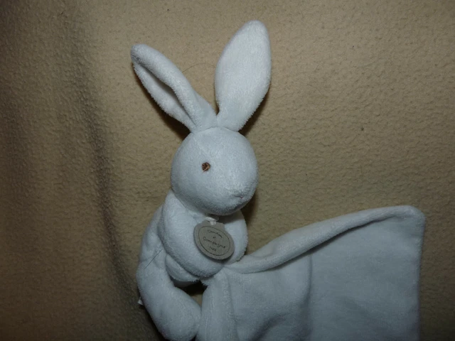 Peluche lapin blanc Doudou et Compagnie avec mouchoir bébé fille ou garçon - BE