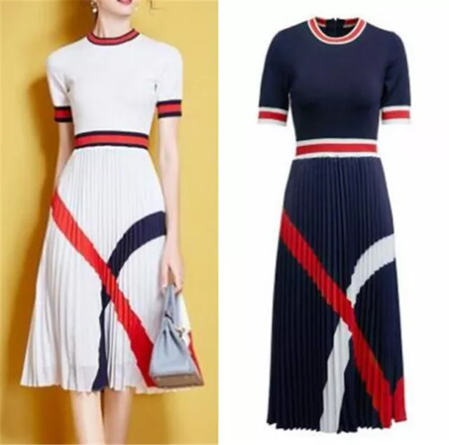 Ted Baker FYNLIE Branded 2023 Knitted Dress Pleated skirt Womens dress