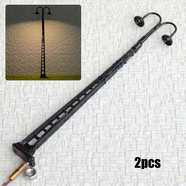 5 Lampadires Pour Trains Miniatures Échelle OO/HO – Éclairage Double Ampoule, Prêts à Poser !