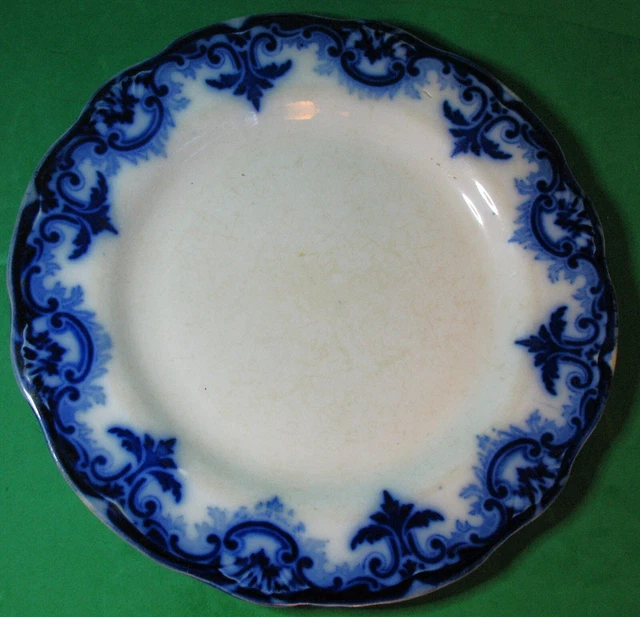 Antique Flow Blue Gladys Lunch Plate by New Wharf Pottery Discontinued 1890-94