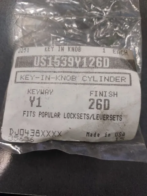 US Lock Key-in Knob Cylinder Keyway Y1 Finish 26D US1539Y126D