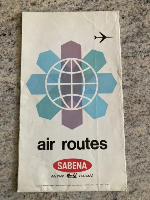 Sabena Belgian World Airlines 1971 Route Map