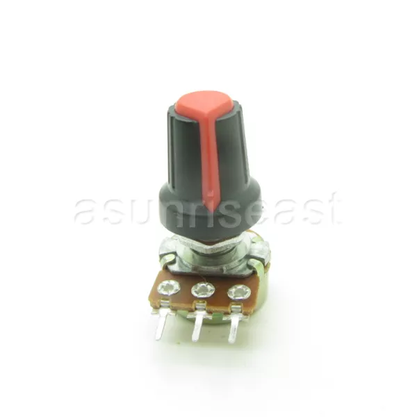 10 X 500 Ohm Linear Taper Potentiometer B501 Panel Pot + Red Black Knob Cap