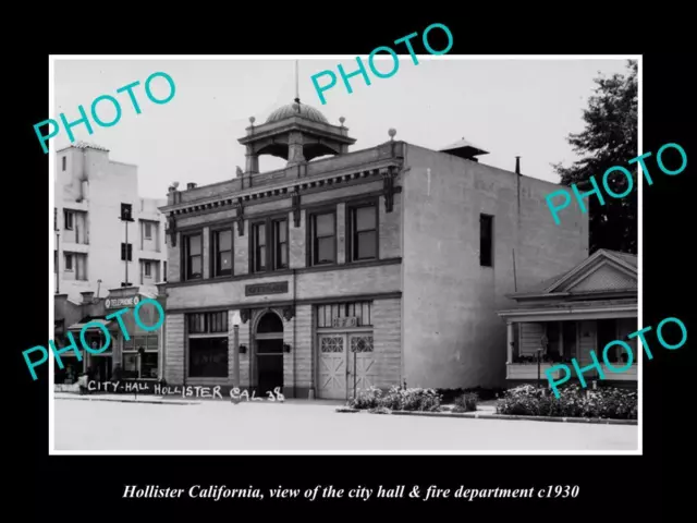 Old Large Historic Photo Of Hollister California The C/H & Fire Department 1930