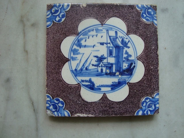 superb late 17th century delft   dutch tiles with landscapes, (2) 2