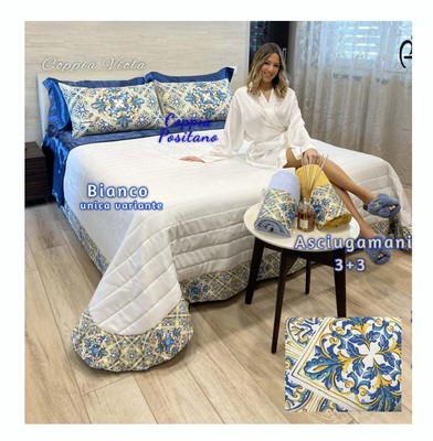 Russo Tessuti Copriletto Matrimoniale Corredo Balestra Noemi Merletto macramè Centrino Panna 