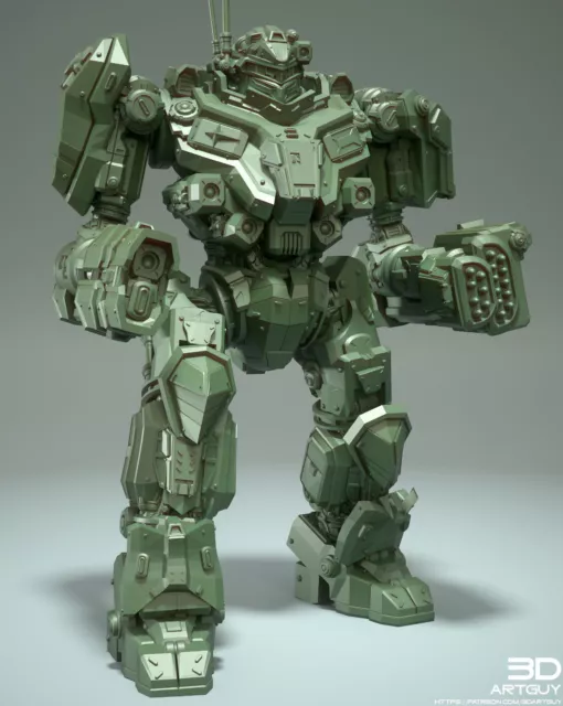 Tabletop RPG Mini - Battle Mech - 100mm head to toe - Size L - Qumi