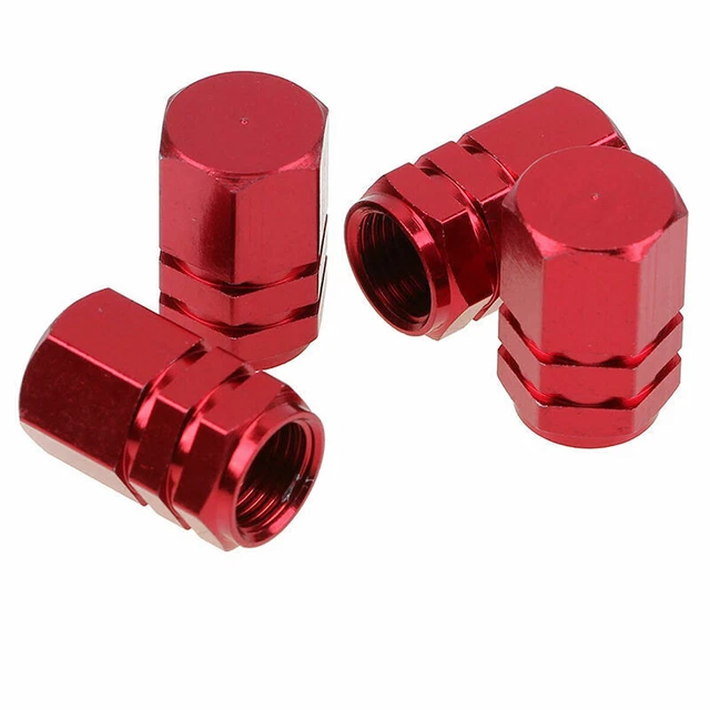 4Pcs Car Red Wheel Tire Tyre Valve Stems Air Dust Cover Screw Cap Accessories