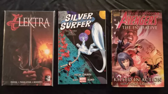 Marvel Lot Silver Surfer Vol 1 New Dawn TPB Avengers Initiative HC Elektra TPB Marvel Lot Silver Surfer Vol 1 New Dawn TPB Avengers Initiative HC Elektra TPB