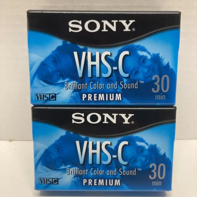 2 cintas en blanco premium Sony VHS-C TC-30VHGL SP 30 min EP 90 min NUEVAS VHS selladas