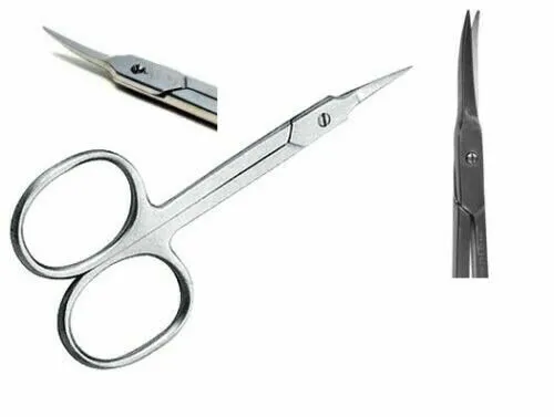 Professional Sharp Curved EDGE Cuticle Nail Scissors Arrow Point Silver Steel