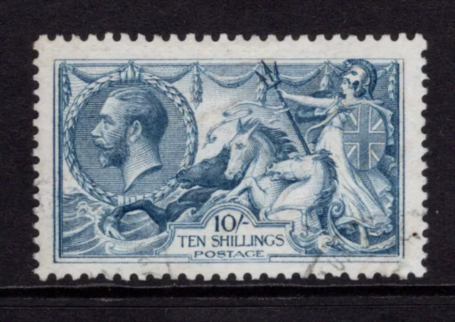 Great Britain 1918/19 KGV 10/- Dull Grey Blue Bradbury Wilkinson Seahorse...