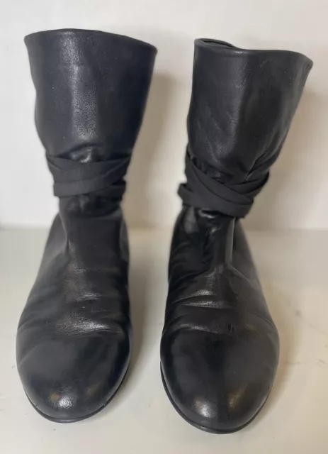 Stuart Weitzman Black leather criss cross strap Hidden Wedge Ankle boots SZ 5.5