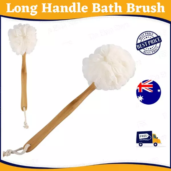 Long Handle Bath Brush Soft Mesh Sponge Back Scrubber Body Puff Shower Loofah AU