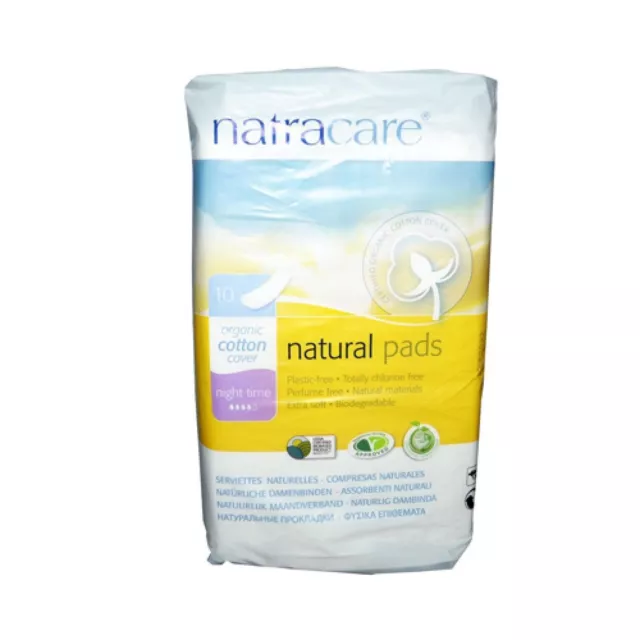 Natracare Natural Maxi Pads Night-time x 10-2 Pack