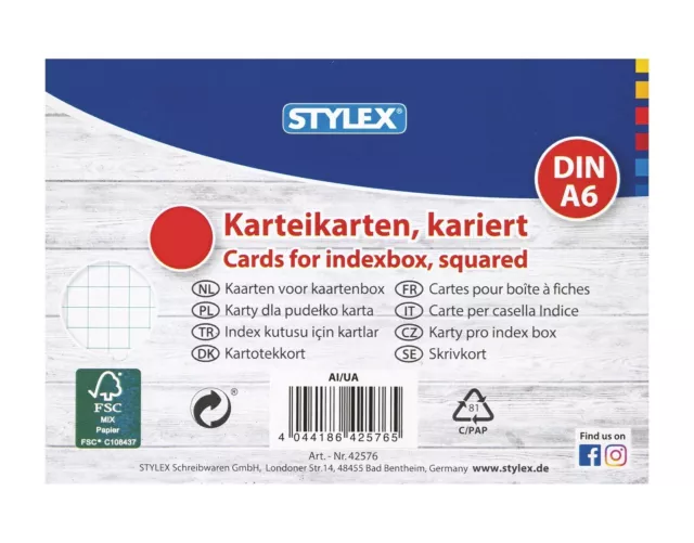 400 Karteikarten / DIN A6 / weiss / kariert