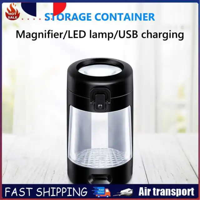 LED Lights Herb Stash Jar USB Rechargeable 50ml Sealed Can Herb Storage Box Gift