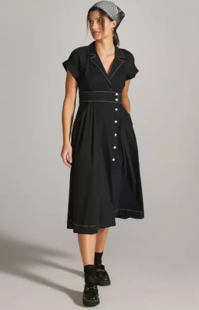 NWT Maeve Poplin Midi Shirtdress Size 4 Black Open Back Anthropologie Dress