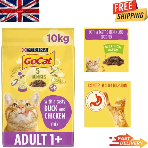 Paquete de comida seca para pollo y pato Go Cat adulto gato adulto paquete de 1 x 10 kg