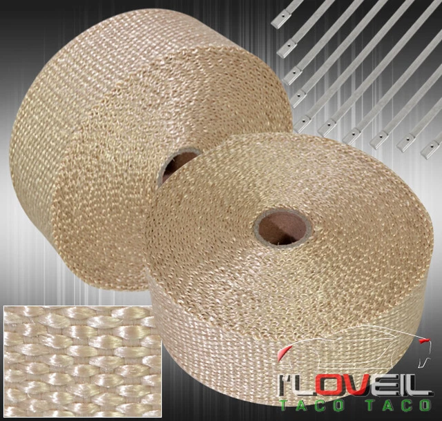 360" High Temp Heat Wrap Shield Cover Insulation Reduction Piping Kit Titanium