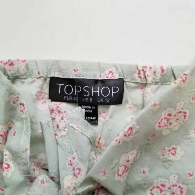 Topshop Womens Floral Camisole Top Size 8 Or 10 Tie Front Spaghetti Straps Tank 2