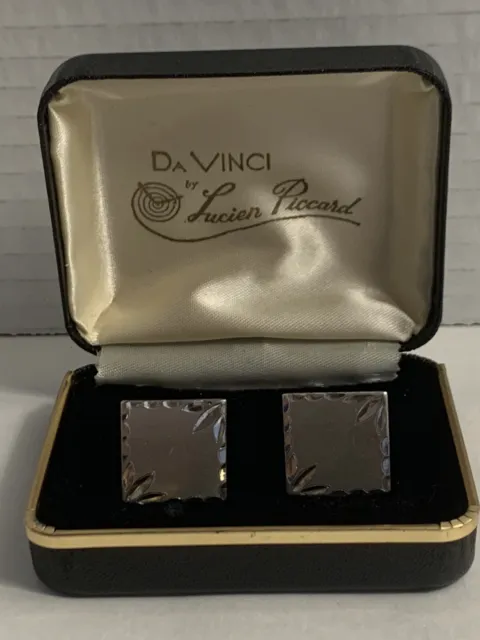 Vintage Da Vinci by Lucien Piccard sterling silver Modern cufflinks w/ box