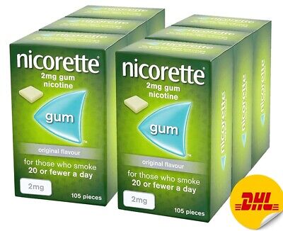 Chicle Nicorette 2 mg Original - 105 Piezas PAQUETE DE 6 Caducidad 02-2024