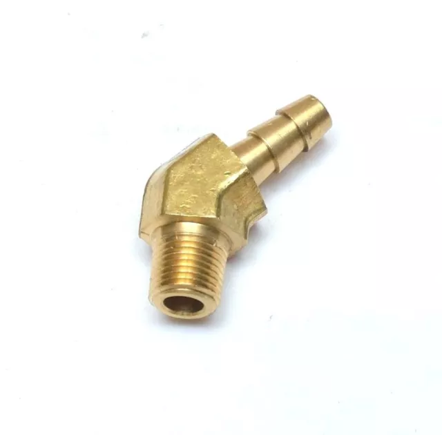 45 Degree Elbow 1/4 Id Hose Barb to 1/8 Npt Male Brass Fitting Water Air Oil Gas