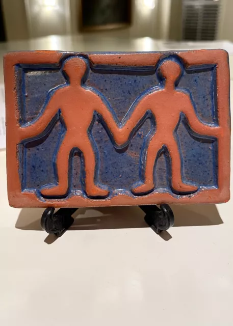 Arts & Crafts Bungalow Glazed Terra-cotta Gemini Zodiac Decorative Art Tile