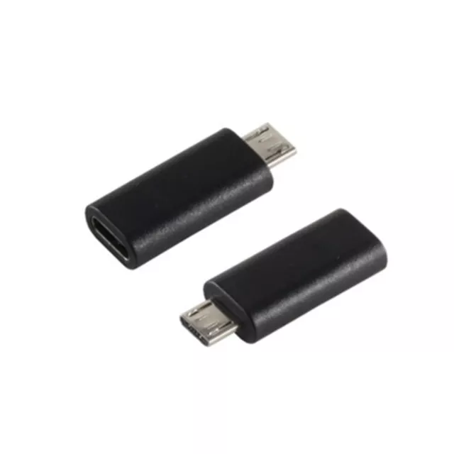 Micro USB Stecker zu USB-C Buchse Adapter Konverter für Handy Tablet - Schwarz