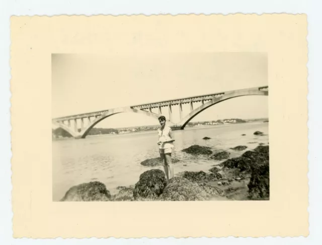 PHOTO photographie amateur SNAPSHOT c.1956 . Le pont Albert Louppe . BREST
