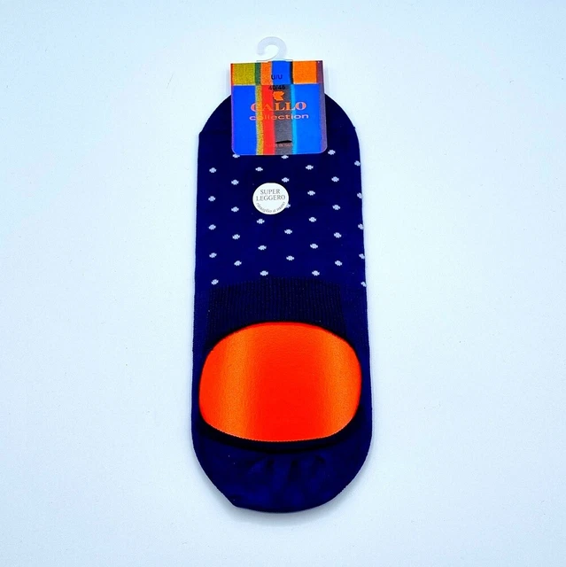 Semelle' Gallo 'Soquette Homme Coton Super- Lumière Pois Lait Sur Fond Royal