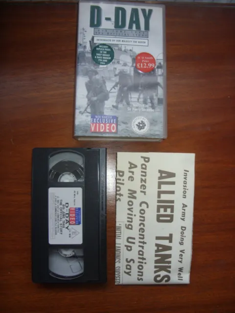 D-Day: The Official Story, 1994 VHS video, 80 mins, with replica newspaper pages