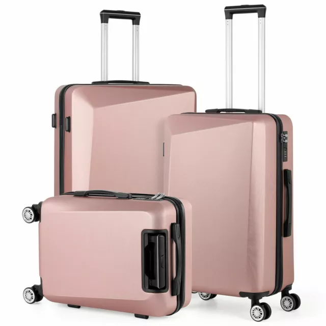3PCS Set Travel Luggage w/Spinner Wheels Hardshell Lightweight Suitcase TSA Lock
