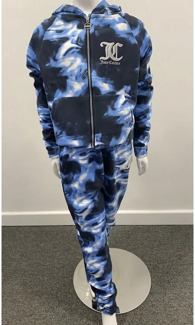 Girls Juicy Couture Hoodie & Joggers Tracksuit Blue Camo Style  5/6 - 12/13 Yrs 2