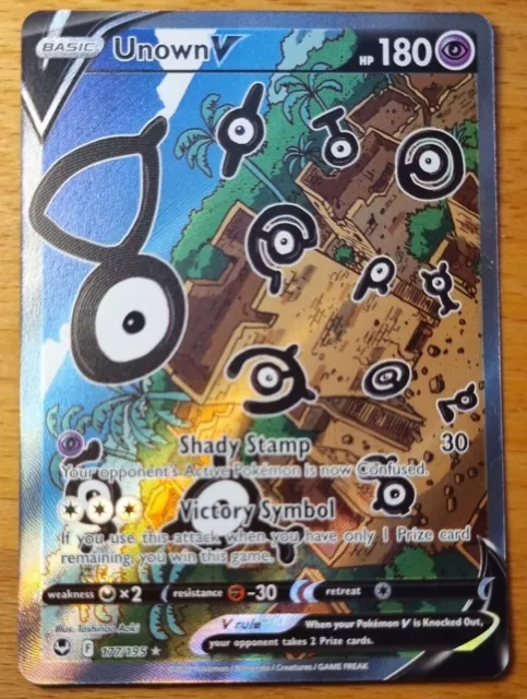 Pokemon Sword & Shield Silver Tempest Ultra Rare Unown V #177 (Alternate  Full Art) 