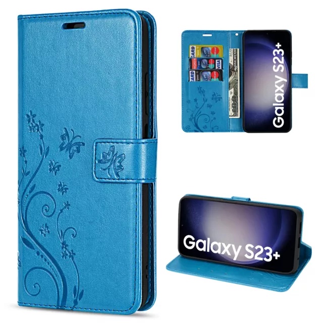 Étui Portable pour Samsung Galaxy S23 + Téléphone Fleurs Protecteur Rabattable