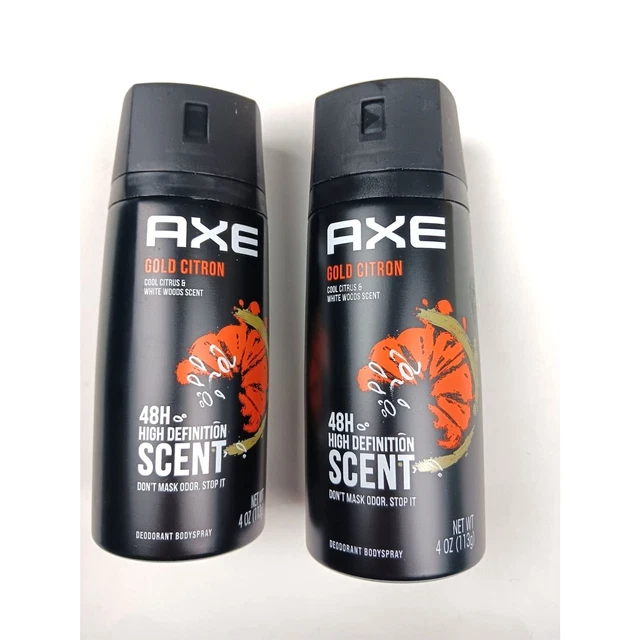 AXE DEODORANT BODY Spray Gold Citron 48 Hour Fresh 4 Oz 2pk 18.00